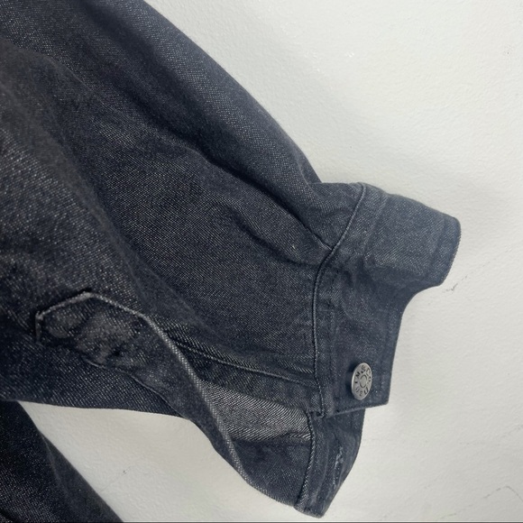 Denim & Co Black Floral Stitch Denim Jacket Size 2X - Picture 6 of 9